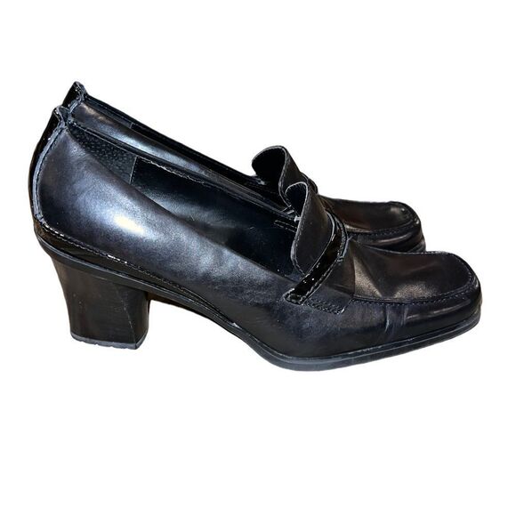 Liz Claiborne flex black leather square toe Keegan pumps size 8.5 - Picture 1 of 11